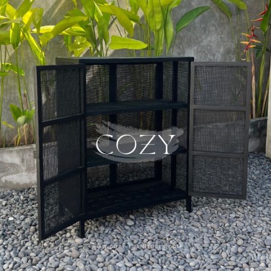 Rattan Wardrobe 93 x 45 x 120 BLACK